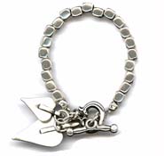 Danon square link double heart Bracelet B3383 - £80.00