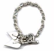 Danon square link double heart Bracelet B3383 - 80.00