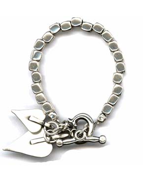 Danon square link double Heart Bracelet B3383